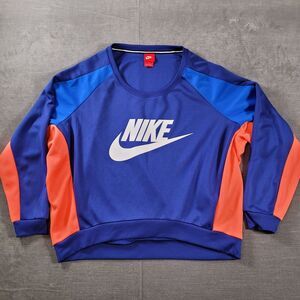 Vintage Nike Sweater Womens Medium Pink Blue Center‎ Swoosh 90's